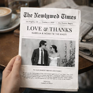 Zeitungsstil Danksagung für Hochzeitsglückwünsche  Dankeskarte
