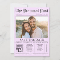 Zeitungsstil Licht Lila Save the Date Foto