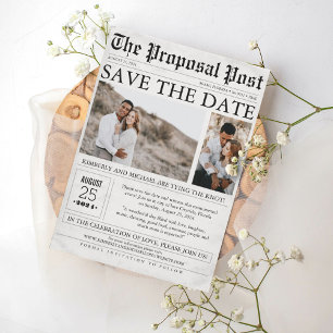 Zeitungsstil Lustig Save the Date Foto