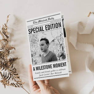 Zeitungsstil Mitzvah-Programm Kleine gefaltete Pap Flyer