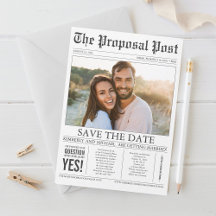 Zeitungsstil Spaß Save the Date Foto