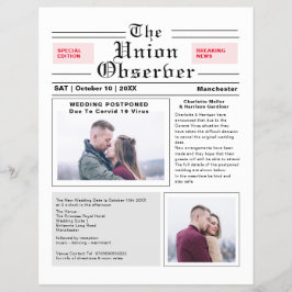 Zeitungsstil verzögert Hochzeitsankündigung Flyer