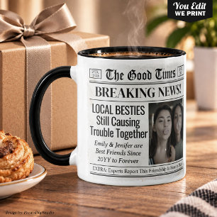 Zeitungstasse 'Custom Besties', Geschenk für beste Tasse