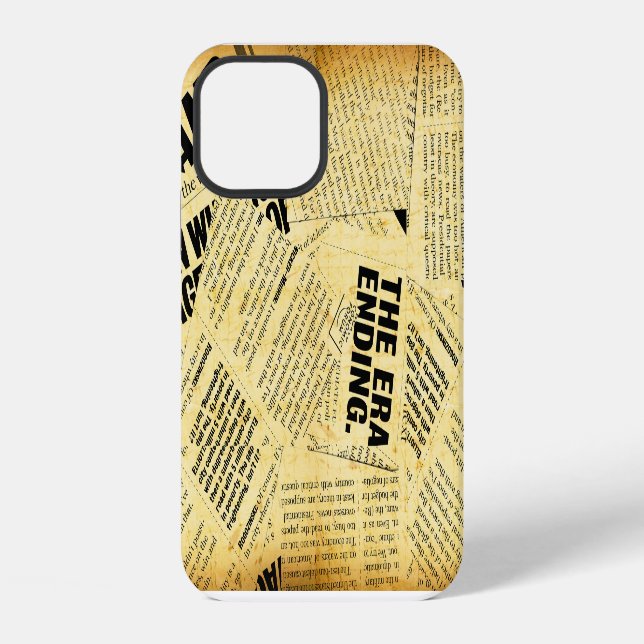 Zeitungstext mit altem Papier iPhone 12 Hülle (Rückseite)