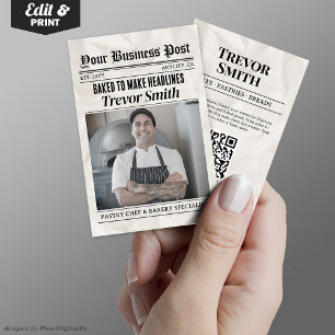 ZeitungsVisitenkarte, Konditorei Koch & Bäckerei Telefonnummerkarte