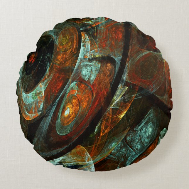 Zeitunterteilung Abstrakter Kunst Rundes Kissen (Vorderseite)