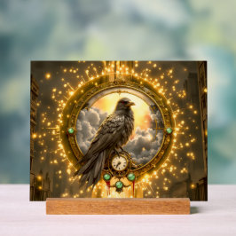Zeitwächter Rabe – Gothic Uhrwerk  Acrylschild