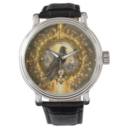 Zeitwächter Rabe – Gothic Uhrwerk  Armbanduhr