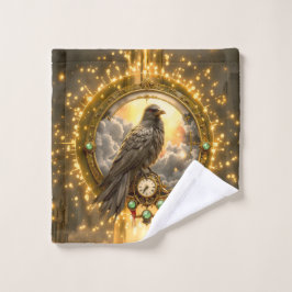 Zeitwächter Rabe – Gothic Uhrwerk  Badhandtuch Set