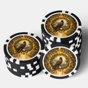 Zeitwächter Rabe – Gothic Uhrwerk Pokerchips