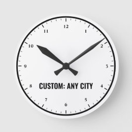 Zeitzonenzüberwachung - Für jede Stadt anpassen Runde Wanduhr