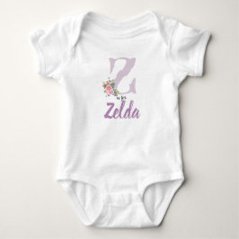 Zelda Name Reveal Floral Letter Z Vintage Blume Baby Strampler