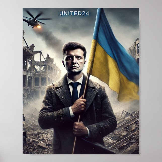 Zelenskyy Ukraine Flag Poster Print (Vorne)
