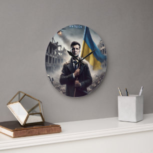 Zelenskyy Ukraine Flag Wall Clock Große Wanduhr