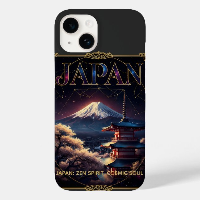 Zeliger Fuji Japan Pagode Reise Kunst Case-Mate iPhone 14 Hülle (Rückseite)