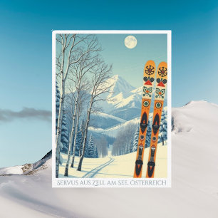 Zell am See Austria Europa Skiurlaub Postkarte