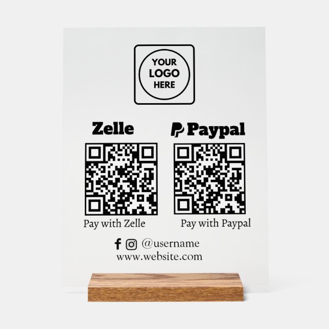 Zelle PayPal | Code QR Scan pour payer le logo de  (Recto)