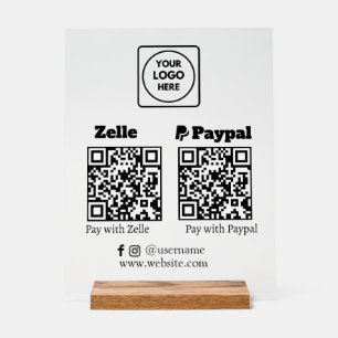 Zelle PayPal   QR-Code-Scan zum Bezahlen des Gesch Acrylschild