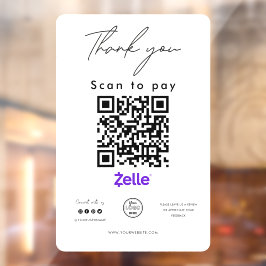 Zelle QR Code Logo Scan to Pay Vielen Dank Fensteraufkleber