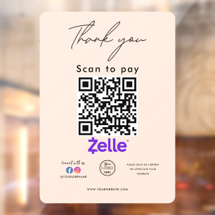 Zelle QR-Code-Logo Vielen Dank Scan to Pay Fensteraufkleber