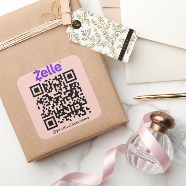Zelle QR Code Payment Scan zu zahlen Blush Pink Quadratischer Aufkleber (Schenken)