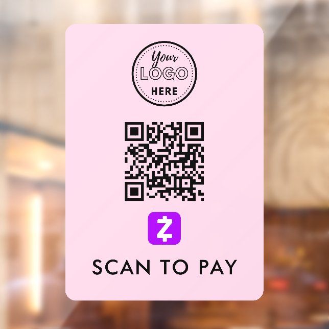 Zelle QR Code Scan zu bezahlen Moderne Logo rosa Fensteraufkleber (Blatt 2)