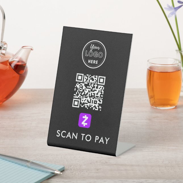 Zelle QR Code Scan zu bezahlen Moderne Logos schwa Sockelschild (In SItu)