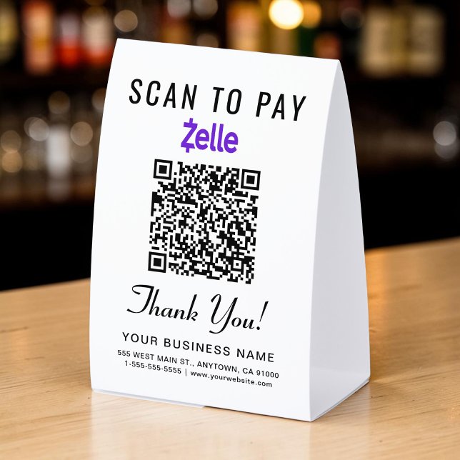 Zelle QR-Code-Scan zum Bezahlen Tischaufsteller (Zelle QR Code Scan To Pay Paper Table Tent)