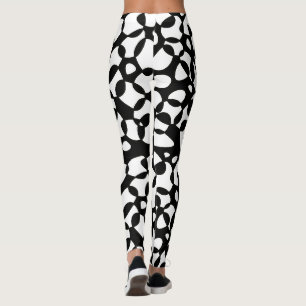 Zellen Abstraktion Schwarz-weiß Leggings