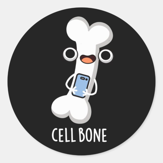 Zellenknochen Funny Cell Phone Pub Dark BG Runder Aufkleber (Vorderseite)