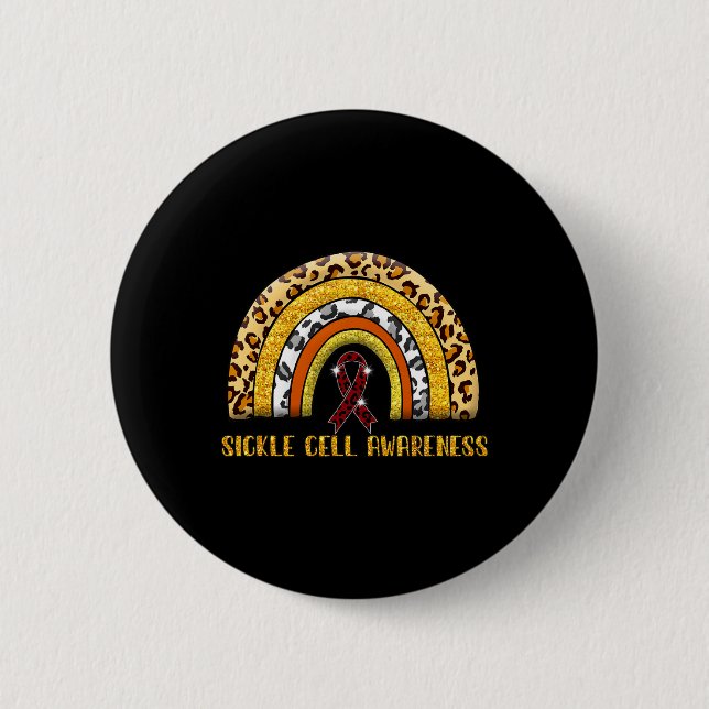 Zellenkrieger der Leoparden-Regenbogen-Sichel Button (Vorderseite)