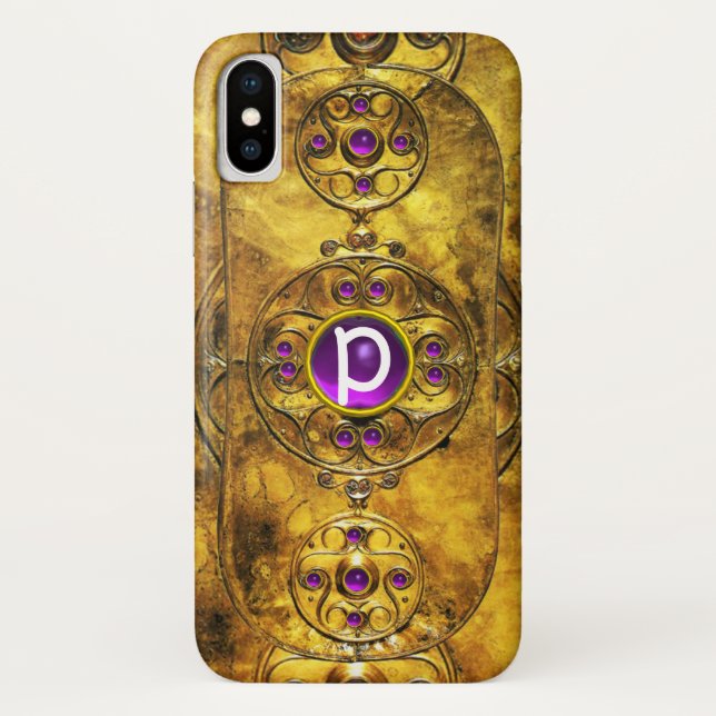 ZELLENKRIEGSSCHIEDE LILA AMETHYST GEM MONOGRAMM Case-Mate iPhone HÜLLE (Rückseite)