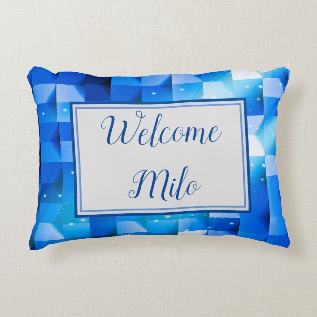 ZELLESTIELLE BLUE PAPIER SCHWACH WILLKOMMEN BABY i Dekokissen (Vorderseite)