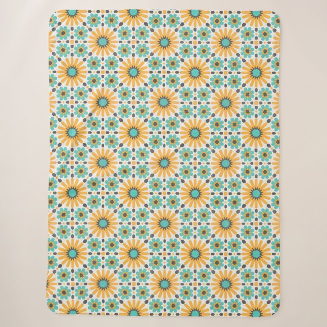 Zellige-Strahlung: farbenfrohe andalusische Geomet Sherpadecke (Vorderseite)