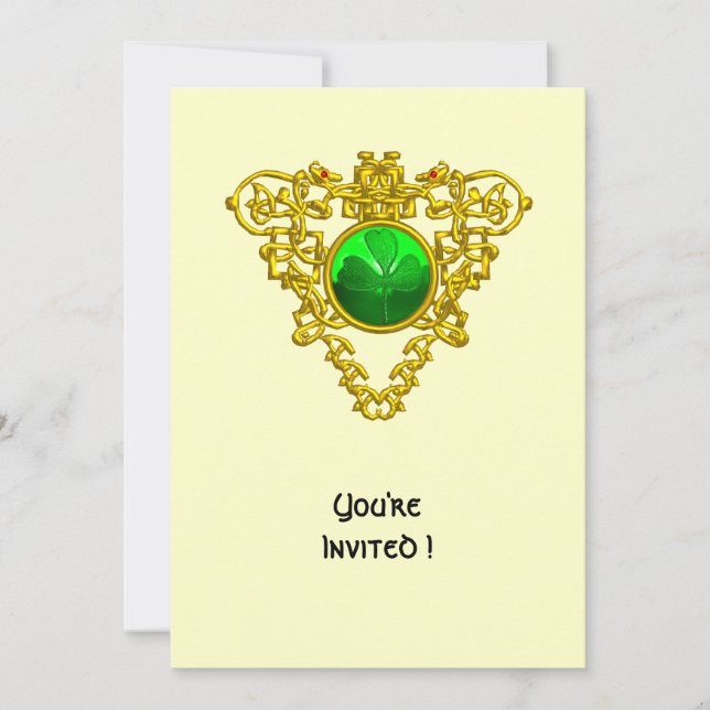 ZELLISCHES HERZ MIT KLEEBLATT ST PATRICK'S DAY PAR EINLADUNG (Vorderseite)