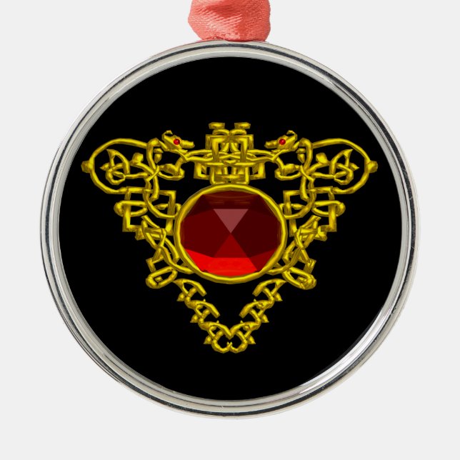 ZELLTISCHES HERZ, Roter Ruby Ornament Aus Metall (Vorne)