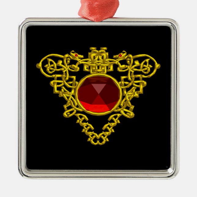 ZELLTISCHES HERZ, Roter Ruby Ornament Aus Metall (Vorne)