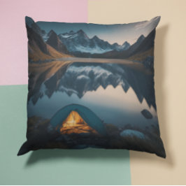 Zelt, Berge und Camping Themenwelt Kunst Kissen