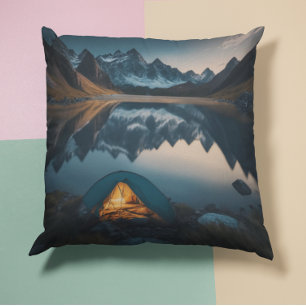 Zelt, Berge und Camping Themenwelt Kunst Kissen