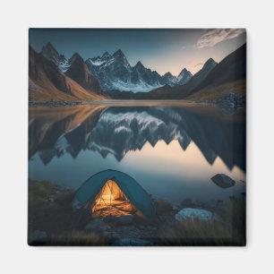 Zelt, Berge und Camping Themenwelt Kunst Magnet