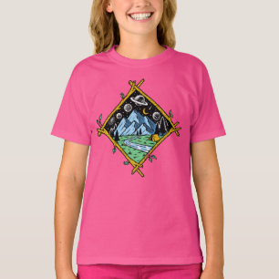 Zelt Camping am Bergbach Nacht Sterne Planeten T-Shirt