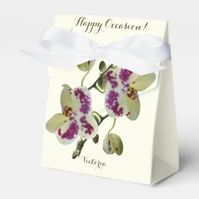 Zelt Gefälligkeitsboxen Rich Hellgelbe Orchideen Geschenkschachtel (Vorderseite)