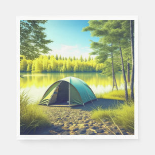 Zelt in einem schönen Wald am See Serviette