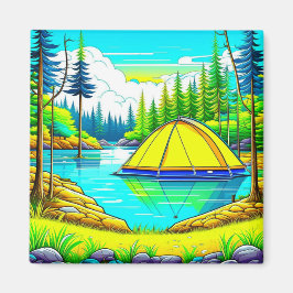 Zelt schweben auf dem Camping Themed Magnet