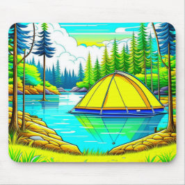 Zelt schweben auf dem Camping Themed Mousepad