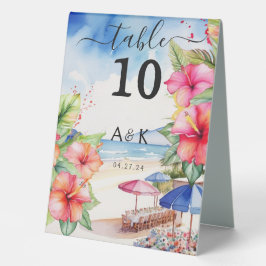 Zelt-Zeichen des tropischen Hibiskus Beach Tischaufsteller