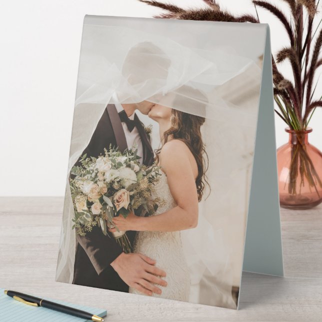 Zelt-Zeichen für Hochzeitstisch - Mit Bild anpassb Tischaufsteller (In Situ (Tisch))