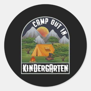 Zelten im Kindergarten Camping Liebhaber Kinder Ju Runder Aufkleber