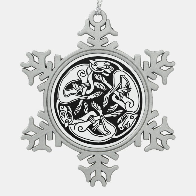 Zelthundschmuck Schneeflocken Zinn-Ornament (Vorderseite)