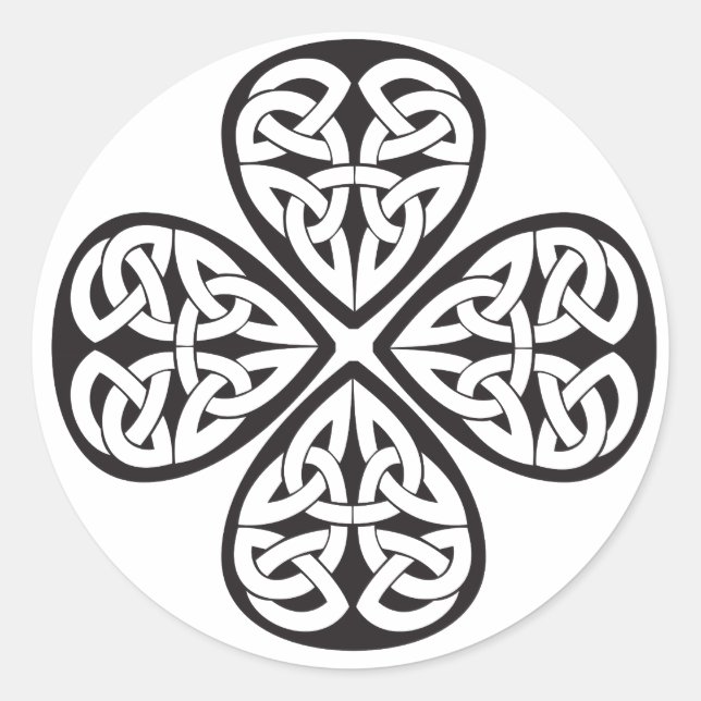 Zeltknoten aus schwarzem Kleeblatt Runder Aufkleber (Vorderseite)